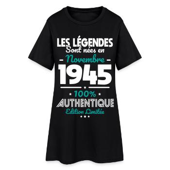 80. Jubiläum - Legenden, die im November 1945 geboren wurden - Frauen T-Shirt-Kleid - Schwarz - Vorne