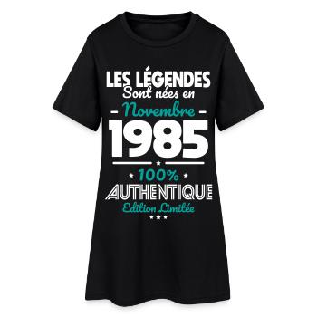 Anniversaire 40 ans - Légendes nées Novembre 1985 - Robe T-shirt Femme - noir - Devant