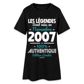Anniversaire 18 ans - Légendes nées Novembre 2007 - Robe T-shirt Femme - noir - Devant
