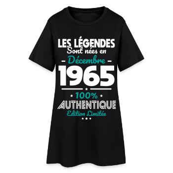 Anniversaire 60 ans - Légendes nées Décembre 1965 - Robe T-shirt Femme - noir - Devant