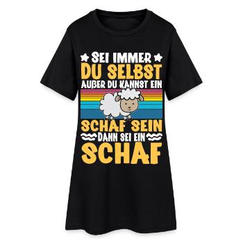 Schaf - Frauen T-Shirt-Kleid - Schwarz - Vorne