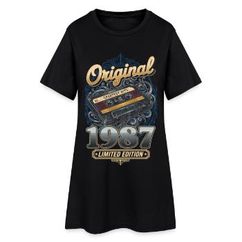 38ème Anniversaire Vintage 1987 Cassette Homme Femme - Robe T-shirt Femme - noir - Devant