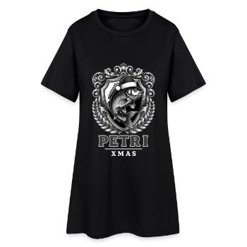 Pêcheur Noël Petri Noël Carpe Cadeau - Robe T-shirt Femme - noir - Devant