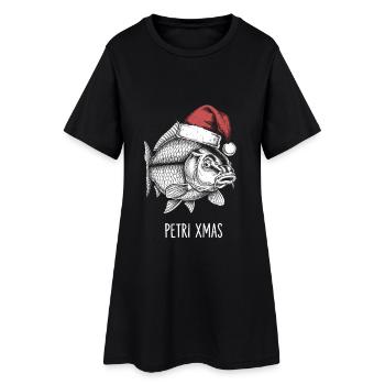 Pêcheur drôle Noël Petri Carpe de Noël - Robe T-shirt Femme - noir - Devant