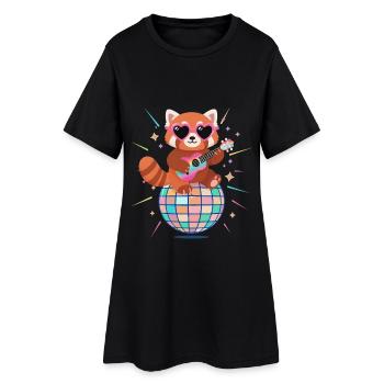Red Panda Disco Ball Années 80 Rétro Drôle - Robe T-shirt Femme - noir - Devant