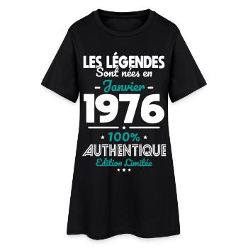 Anniversaire 50 ans - Légendes nées Janvier 1976 - Robe T-shirt Femme - noir - Devant