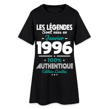 Anniversaire 30 ans - Légendes nées Janvier 1996 - Robe T-shirt Femme - noir - Devant