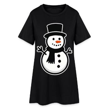 bonhomme de neige - Robe T-shirt Femme - noir - Devant