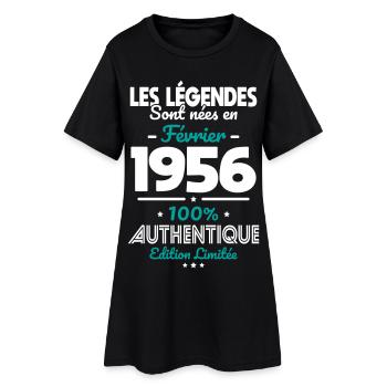 Anniversaire 70 ans - Légendes nées Février 1956 - Robe T-shirt Femme - noir - Devant