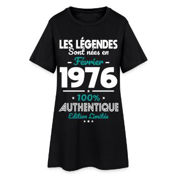 Anniversaire 50 ans - Légendes nées Février 1976 - Robe T-shirt Femme - noir - Devant