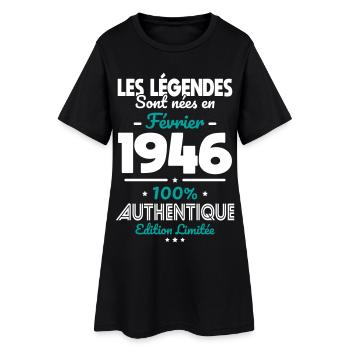 Anniversaire 80 ans - Légendes nées Février 1946 - Robe T-shirt Femme - noir - Devant