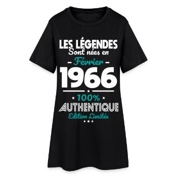 Anniversaire 60 ans - Légendes nées Février 1966 - Robe T-shirt Femme - noir - Devant