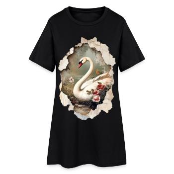 cygne - Robe T-shirt Femme - noir - Devant