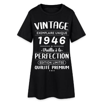 1946 – Jahrgang – Perfekt gereift - Frauen T-Shirt-Kleid - Schwarz - Vorne