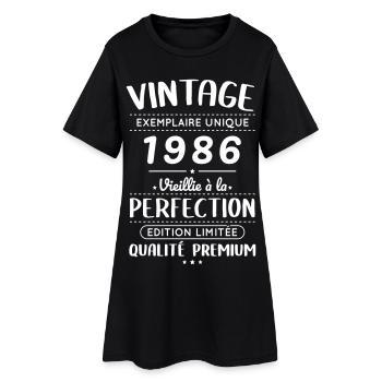 1986 – Vintage – Perfekt gereift - Frauen T-Shirt-Kleid - Schwarz - Vorne
