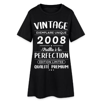 2008 – Vintage – Perfekt gereift - Frauen T-Shirt-Kleid - Schwarz - Vorne