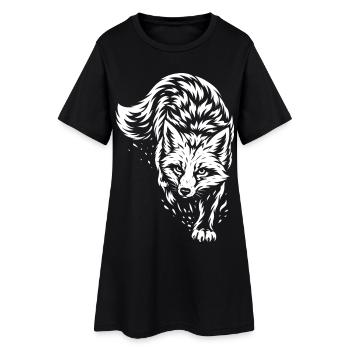 Tribal Fuchs – Wildes Waldtier Motiv - Frauen T-Shirt-Kleid - Schwarz - Vorne