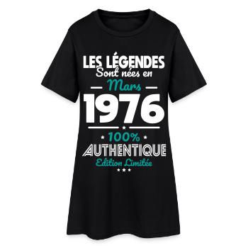 Anniversaire 50 ans - Légendes nées Mars 1976 - Robe T-shirt Femme - noir - Devant