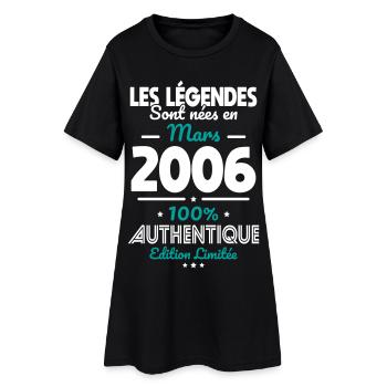 Anniversaire 20 ans - Légendes nées Mars 2006 - Robe T-shirt Femme - noir - Devant
