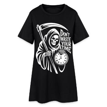 Horloge Faucheuse – Motif Ne Pas Perdre Ton Temps - Robe T-shirt Femme - noir - Devant