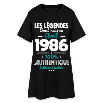 40. Jubiläum – Legends, geboren im April 1986 - Frauen T-Shirt-Kleid - Schwarz - Vorne