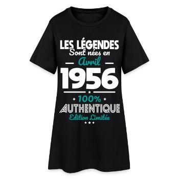 Anniversaire 70 ans - Légendes nées Avril 1956 - Robe T-shirt Femme - noir - Devant