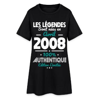 18. Geburtstag – Legends Geboren April 2008 - Frauen T-Shirt-Kleid - Schwarz - Vorne