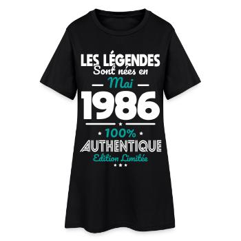 Anniversaire 40 ans - Légendes nées Mai 1986 - Robe T-shirt Femme - noir - Devant