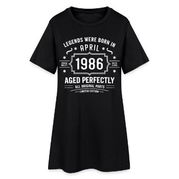April 1986 - Frauen T-Shirt-Kleid - Schwarz - Vorne