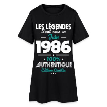Anniversaire 40 ans - Légendes nées Juin 1986 - Robe T-shirt Femme - noir - Devant