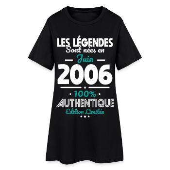 Anniversaire 20 ans - Légendes nées Juin 2006 - Robe T-shirt Femme - noir - Devant