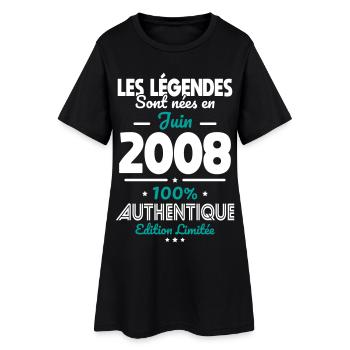 Anniversaire 18 ans - Légendes nées Juin 2008 - Robe T-shirt Femme - noir - Devant