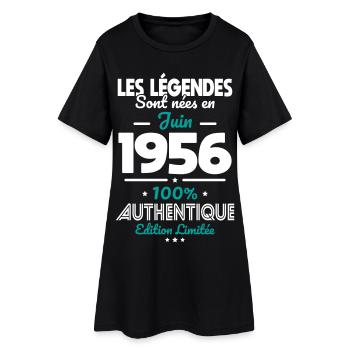Anniversaire 70 ans - Légendes nées Juin 1956 - Robe T-shirt Femme - noir - Devant