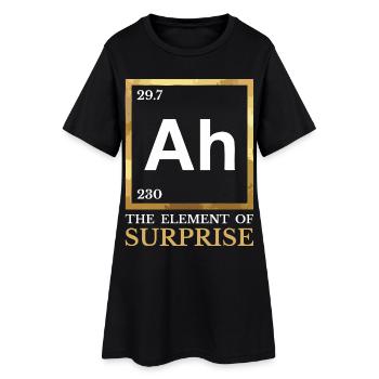 Ah – Das Überraschungselement – Humor-Chemie - Frauen T-Shirt-Kleid - Schwarz - Vorne