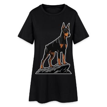 Chien Dobermann sur Rocher Portrait Élite Noir - Robe T-shirt Femme - noir - Devant