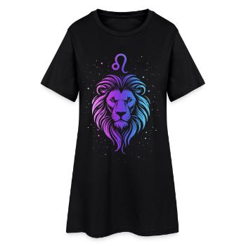 Lion – signe néon du zodiaque - Robe T-shirt Femme - noir - Devant