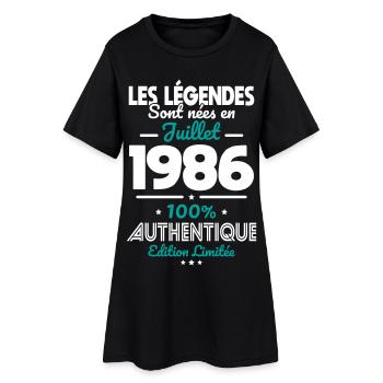 Anniversaire 40 ans - Légendes nées Juillet 1986 - Robe T-shirt Femme - noir - Devant
