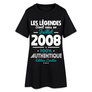 Anniversaire 18 ans - Légendes nées Juillet 2008 - Robe T-shirt Femme - noir - Devant