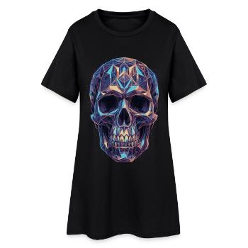 Geometrischer Schädel in Farbpracht - Frauen T-Shirt-Kleid - Schwarz - Vorne