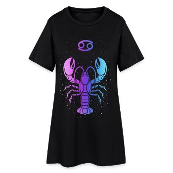 Cancer Zodiac Sign – Retro Neon Style – Astrology - Women’s T-Shirt Dress - black - Front