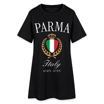 Parma Italien Wappen Krone – Reise Souvenir - Frauen T-Shirt-Kleid - Schwarz - Vorne