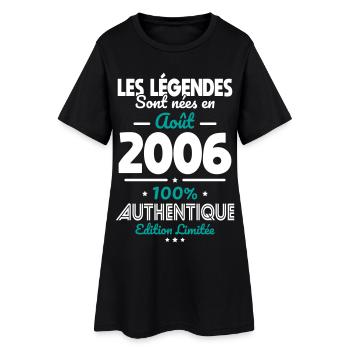 Anniversaire 20 ans - Légendes nées Août 2006 - Robe T-shirt Femme - noir - Devant
