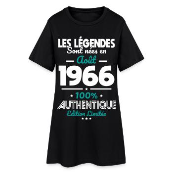 Anniversaire 60 ans - Légendes nées Août 1966 - Robe T-shirt Femme - noir - Devant