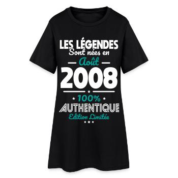 Anniversaire 18 ans - Légendes nées Août 2008 - Robe T-shirt Femme - noir - Devant