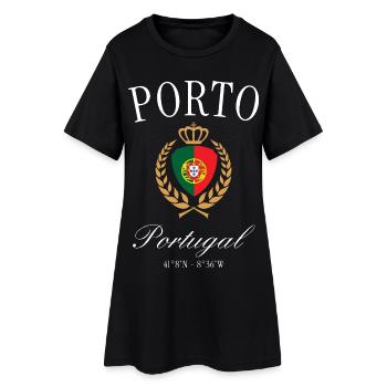 Porto Portugal Wappen Krone – Reise Souvenir - Frauen T-Shirt-Kleid - Schwarz - Vorne