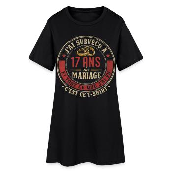 Humour Anniversaire : J'ai Survécu à 17 Ans - Robe T-shirt Femme - noir - Devant