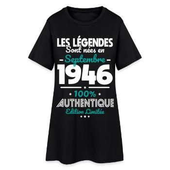 Anniversaire 80 ans - Légendes nées Septembre 1946 - Robe T-shirt Femme - noir - Devant