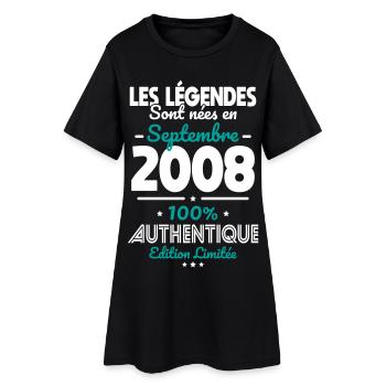 Anniversaire 18 ans - Légendes nées Septembre 2008 - Robe T-shirt Femme - noir - Devant