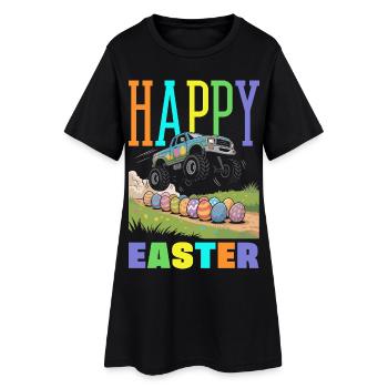 Happy Easter Sweet Easter Bunny Egg Hunt Easter Eggs - Women’s T-Shirt Dress - black - Front