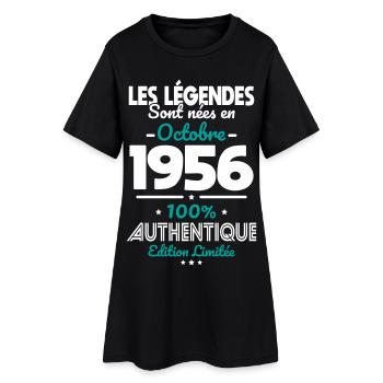 Anniversaire 70 ans - Légendes nées Octobre 1956 - Robe T-shirt Femme - noir - Devant
